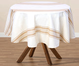 Beige Striped Round Tablecloth