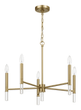 Courtyard Five Light Golden Brass Candle Light Chandelier 24"W × 17.75"H