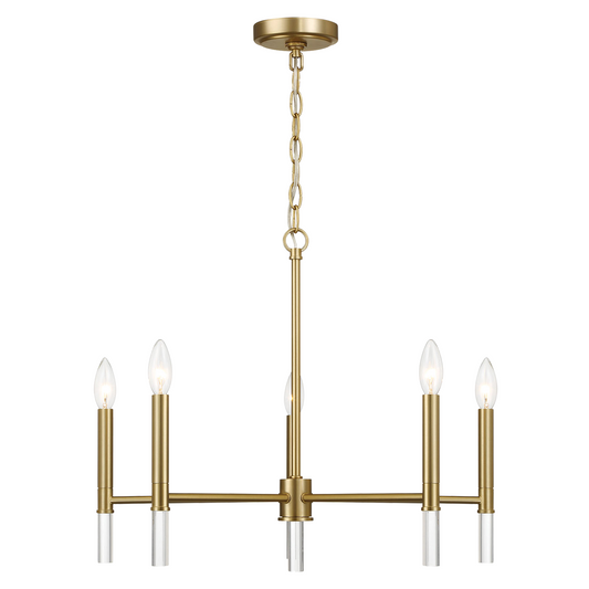 Courtyard Five Light Golden Brass Candle Light Chandelier