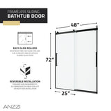 Stellar Series 76 in. x 45-48 in. Sliding Frameless Shower Door with Alcove Shower Base - Multiple Finishes
