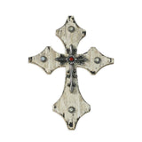 Cream Distressed Wood Cross Wall Art w/ Silver Accent, 4 MOQ