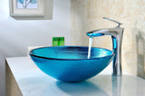 Enti Series Deco-Glass Vessel Sink in Lustrous Blue