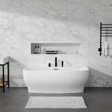 Bank Series 65 in. x 31 in. Flat Bottom Acrylic Freestanding Soaking Bathtub with Center Drain and Faucet