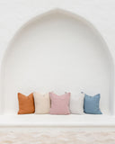 Cushion cover with pom poms in Light gray