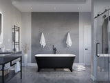 Nightshade Series 63 in. x 32 in. Soaking Freestanding Bathtub with Center Drain in Matte Black Exterior and Feet