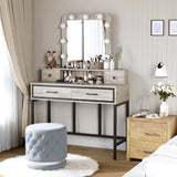 Vanity Desk with Lighted Hollywood Mirror