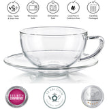 Teabloom Kyoto Glass Tea Cup & Saucer Set of 2