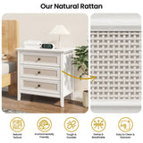 Wholesale 3 Drawer Dresser, Cane Nightstand with Rattan Drawers