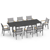 8-Person Aluminum Patio Dining Set, Extendable Table