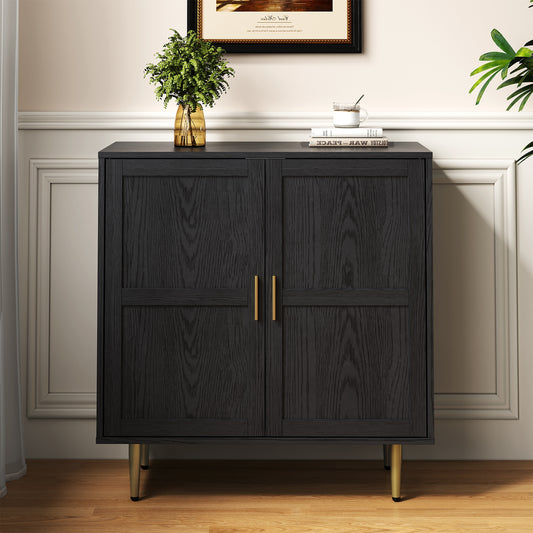 2-Door Storage Cabinet, Modern Wood Credenza with Shelves