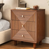 Brown 3-Drawer Nightstand with Solid Wood Legs