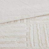 3-Piece Faux Faur Checkbord Comforter Set, Ivory