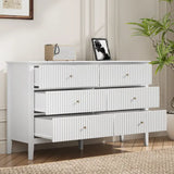 Wholesale Kiss the Water White Dresser Fluted 6 Drawer Dresser