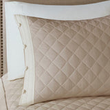 4 Piece Cotton Reversible Tailored Bedspread Set, Khaki