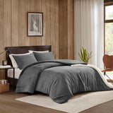 Twill Stone Washed Cotton Comforter Set, Grey