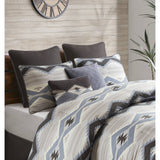 Cabin-Inspired Comforter Set in Rustic Geometric Print, Blue