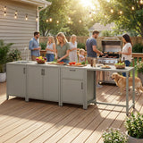 4-in-1 Modular Aluminum Outdoor Kitchen – Sink, Bar+Storage
