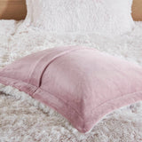 Wholesale Shaggy Faux Solid Fur Comforter Mini Set, Pink/White