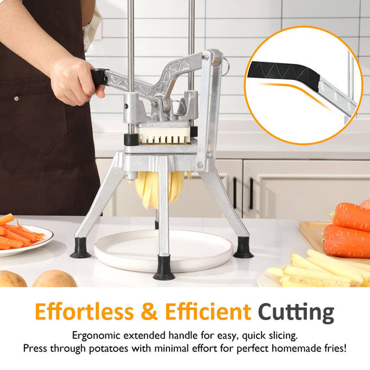 French Fry Cutter with 1/2 Inch and 3/8 Inch Blades, Stainle