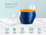 Kook Ceramic Soup Mugs with Lids, 25 oz, Set of 2