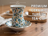 Handmade Turkish Tea Cups & Saucers with Gold Accent