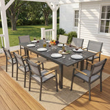 8-Person Aluminum Patio Dining Set, Extendable Table