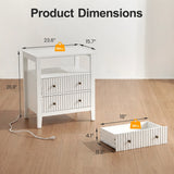 Fluted Nightstand with Charging Station