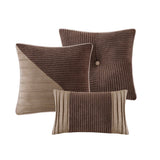 7 Piece Micro Corduroy Comforter Set, Brown