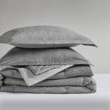 5pcs / 7pcs Chambray Denim Inspired Comforter Set, Gray