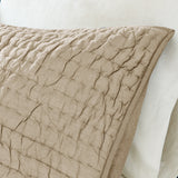 3 Piece Hand Quilted Cotton Quilt Set, Linen
