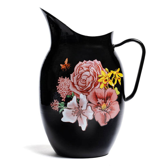 Blue Stallion Floral Bouquet Enamel Farmhouse Pitcher