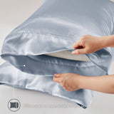 Wrinkle-Free Solid Satin Luxury Sheet Set, Blue
