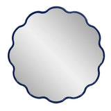 Kushi Round Scalloped Edge Mirror in Glossy Navy