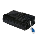 Oversized Textured Faux Fur Heated Throw Blanket