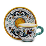 Ricco Deruta Espresso Cup & Saucer, Italian Ceramic