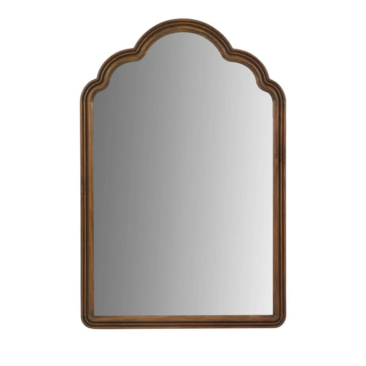 Scalloped Wood Framed Wall Mirror, Brown