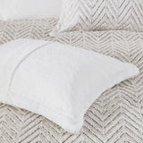 Chevron Faux Fur Comforter/Duvet Cover Set, Grey