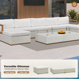 PURPLE LEAF Griffin Symmetrical Patio Conversation Set White with Cushion Pillows Ottoman and Premium Leather for Luxury Outdoor Living