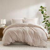 3 Piece Classic Stripe Down Pattern Duvet Set, Terracotta
