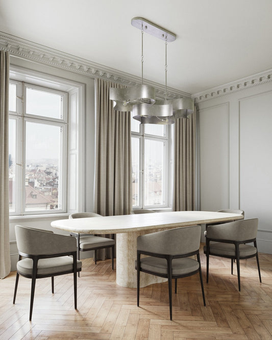 Grand Lotus Oval Silver Chandelier