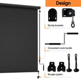 Outdoor Roller Shades For Patio, 8' W X 8' L