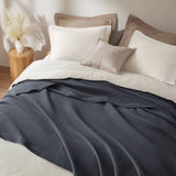 Soft Cotton Waffle Weave Blanket, Dark Grey