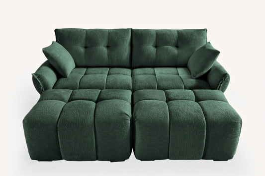 CHARLOTTE 78" 2-Seater Sofa with 2 Ottomans