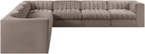 Rummi - Symmetrical Velvet Performance Fabric Upholstered 7 Piece Modular Sectional (With 3 Corner Chairs)
