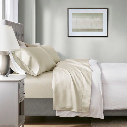 1000TC 4 Piece Deep Pocket Cotton Blend Sheet Set, Ivory