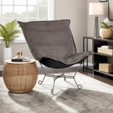 Scroll Puff Rocker Bella Pewter Titanium Frame