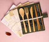 Portable Bamboo Cutlery Set with Travel Bag