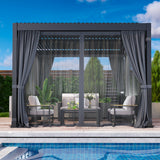 Louvered Pergola, Outdoor Metal Canopy with Adjustable Roof