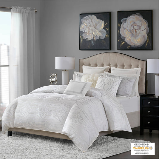 Glam Comforter/Duvet Cover Set with Removable Insert, White