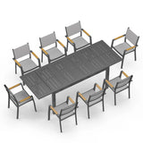 8-Person Aluminum Patio Dining Set, Extendable Table